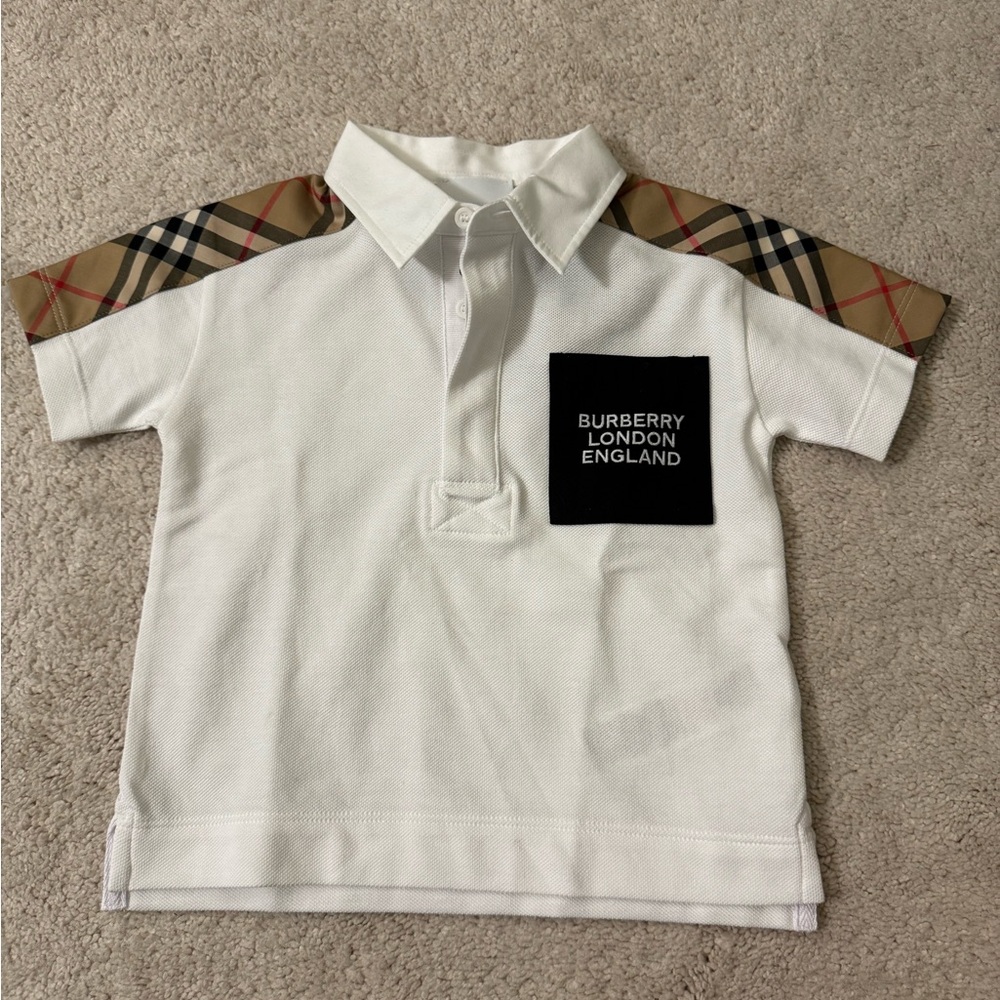 Burberry Kids Polo with Checkered Sleeves